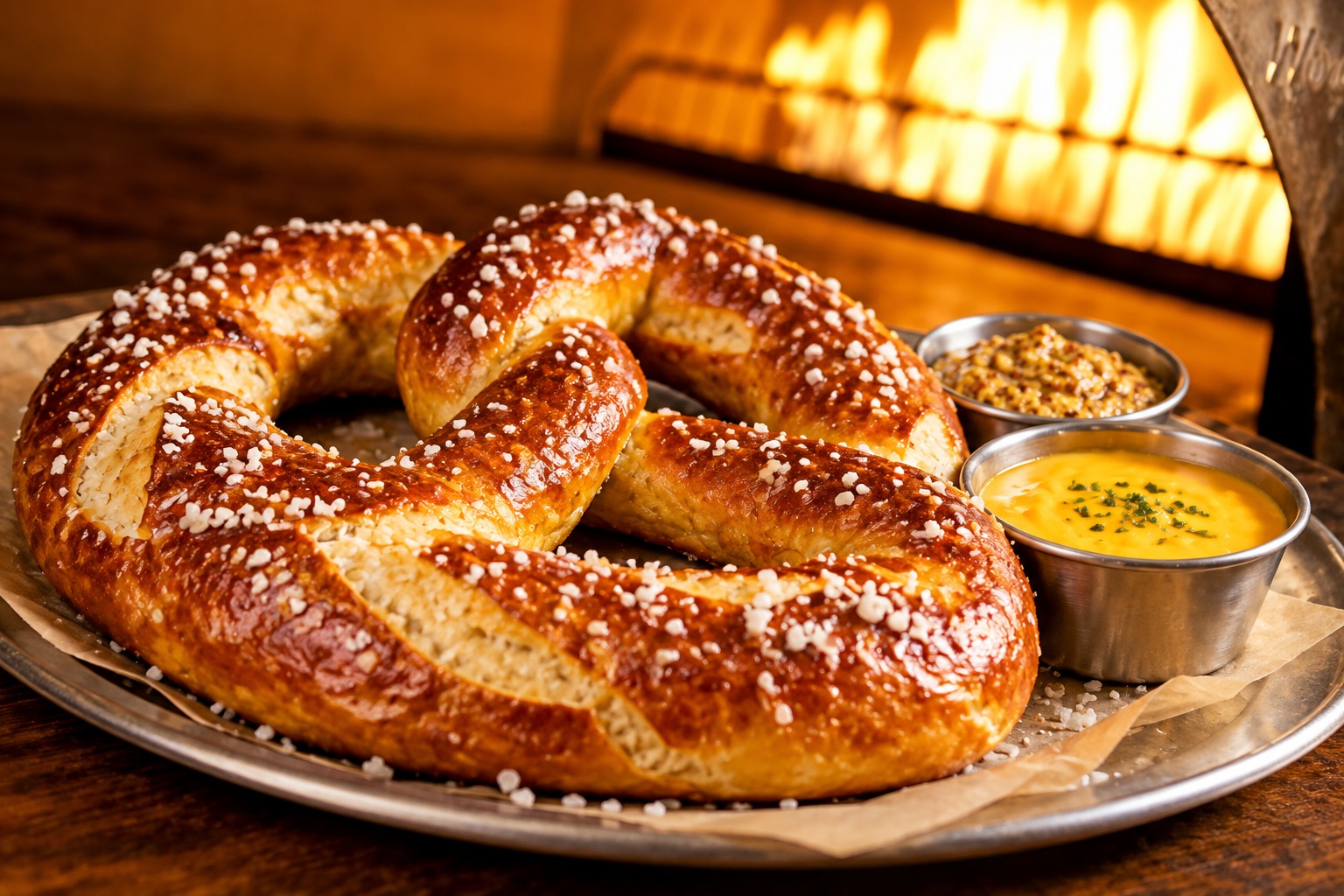 Hand twisted pretzel at Firetap Alehouse