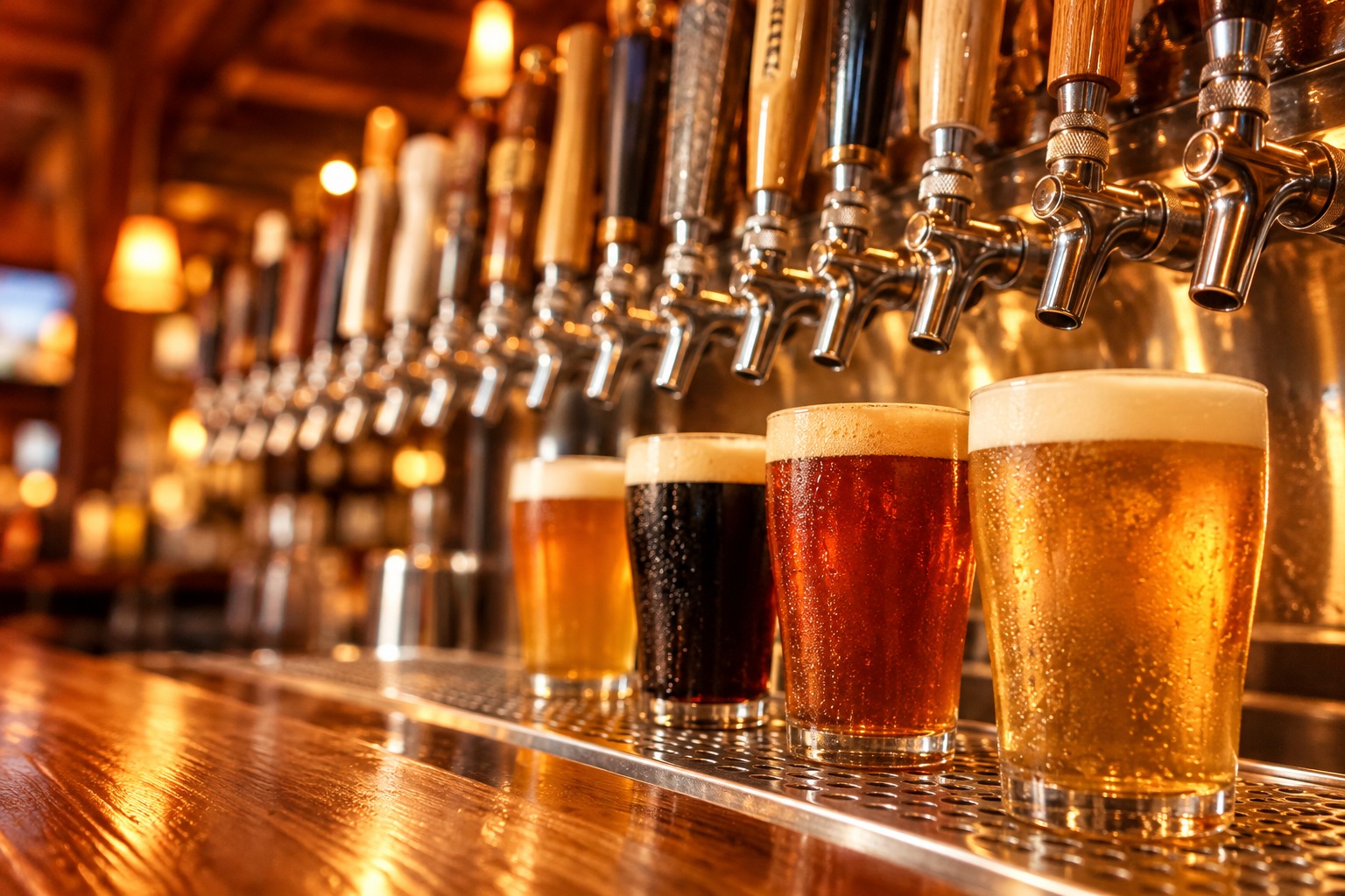 Craft beer taps at Firetap Alehouse